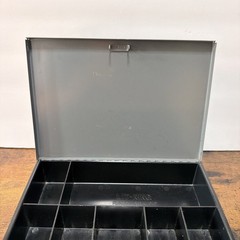 Vintage Metal Lit-Ning Products Cash Box W/ Coin Compartment Tray with Key