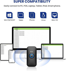 Mini 1D Bluetooth Barcode Scanner – 3-in-1 Wireless & Wired Reader
