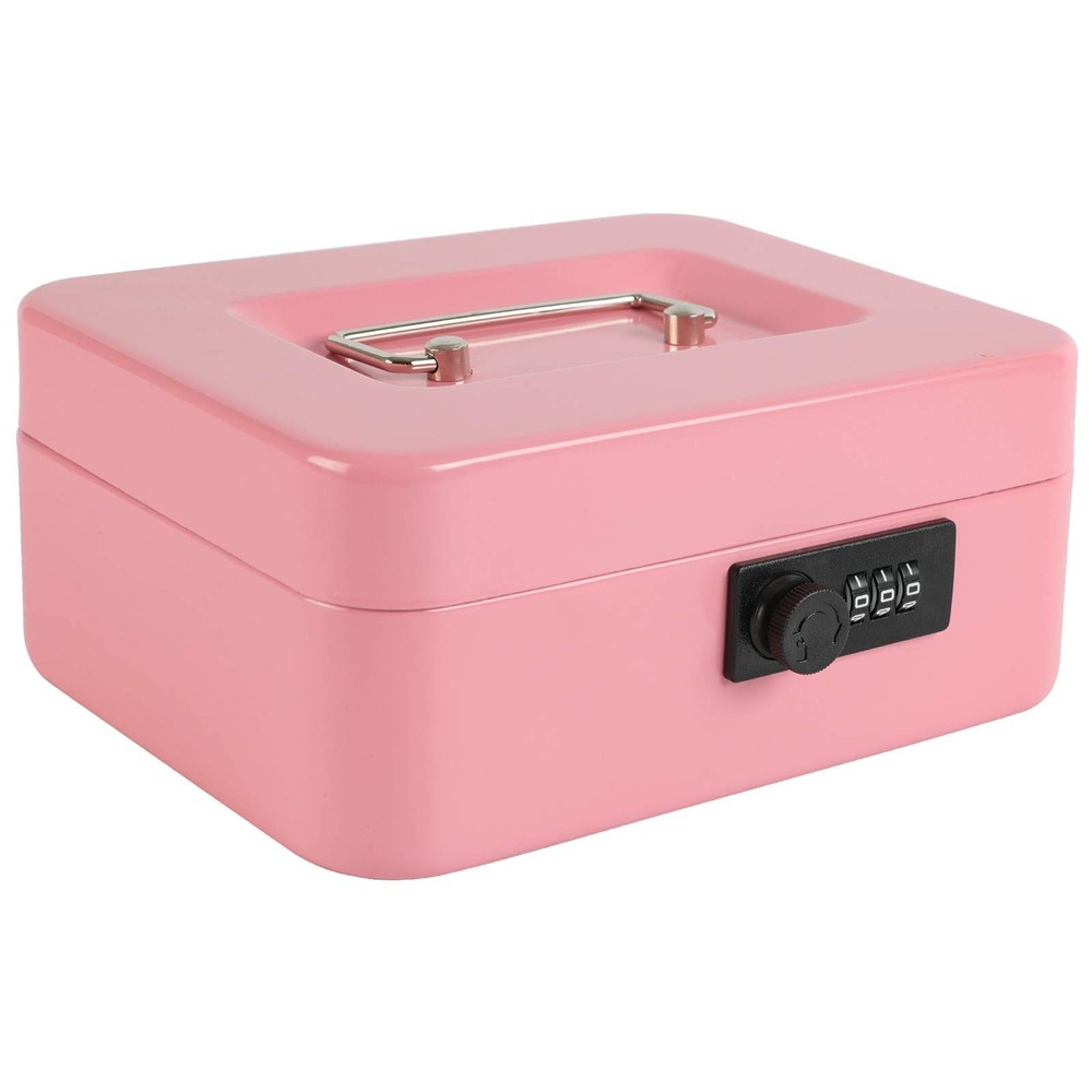 xydled Steel Cash Box Safe with Combination Lock,Money Safe Box with Removabl…