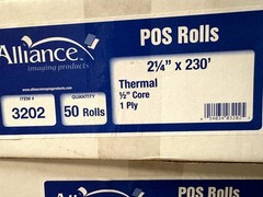 Alliance Thermal Paper POS Rolls 2 1/4 in x 230 ft Item # 3202 for POS printer