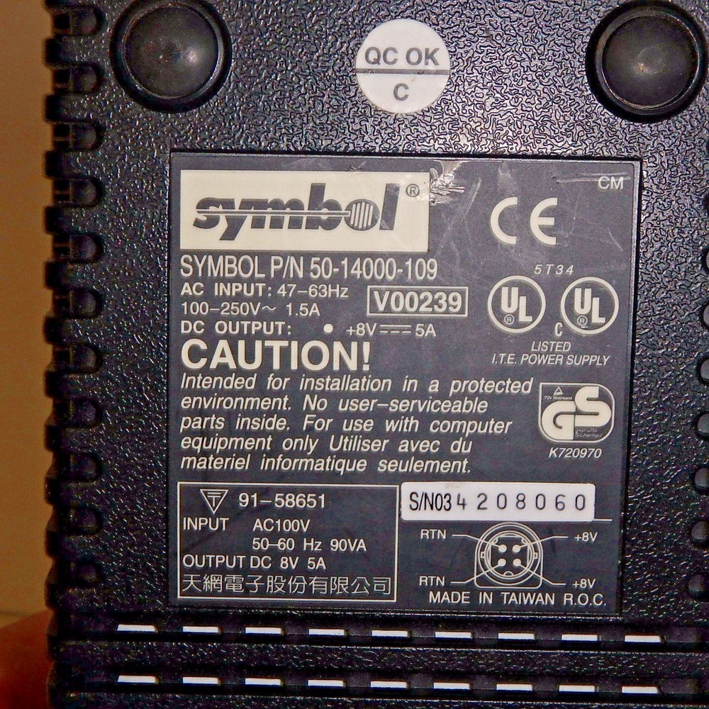 Symbol 50-14000-109R Power Supply for 4 Slot Cradle 90-264VAC 50/60Hz,Power Supp