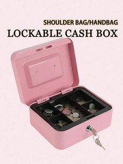 1pc Locking Medium Steel Cash Box Money Tray Lock Box Gift