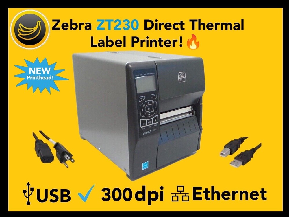 Zebra ZT230 Direct Thermal Label Printer 300 dpi, USB, Ethernet! USA Seller!🔥⭐