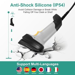 Barcode Scanner, Handheld QR Scanner USB Wired Connection 1D 2D&PDF417 Data M…