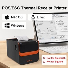 POS Printer, 80mm Direct Thermal Receipt Printer with Auto Cutter, USB Serial…
