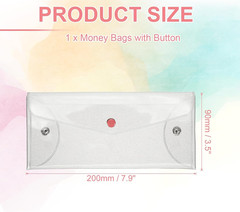 8.5X3.5 Inch Money Bag, PVC Cash Deposit Bank Pouch Envelopes Glitter Check Wall