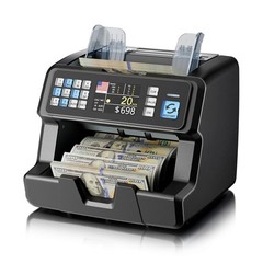 Aneken Money Counter with Value Counting, Top-Loading Bill Counter for USD/EU…
