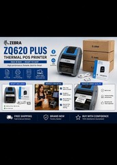 Zebra ZQ620 Plus Thermal POS Printer Bluetooth USB With Battery Brand New