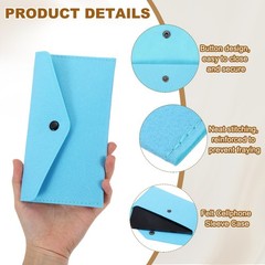 10Pcs Felt Money Bag, Felt Cellphone Sleeve Case Pouch Cash Bag, Light Blue