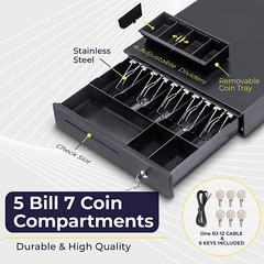 Cajon De Caja Registradora Sistema POS 16&Prime; Ranura Billetes RJ11/RJ12 Con Llave
