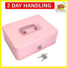 10&Prime; Cash Box with Money Tray | Metal Money Safe Lock Box Storage with Key for…