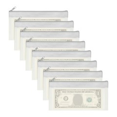 8.5×4 Inch Money Bags with Zipper, 8Pcs Clear Cash Pouch, Gray