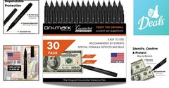 30 Pack Counterfeit Bill Detector Marker Pens – USA Made for Secure Transactions