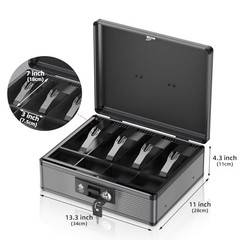 Extra Large Locking Cash Box with Money Tray & Key – Secure Portable Safe for Ca