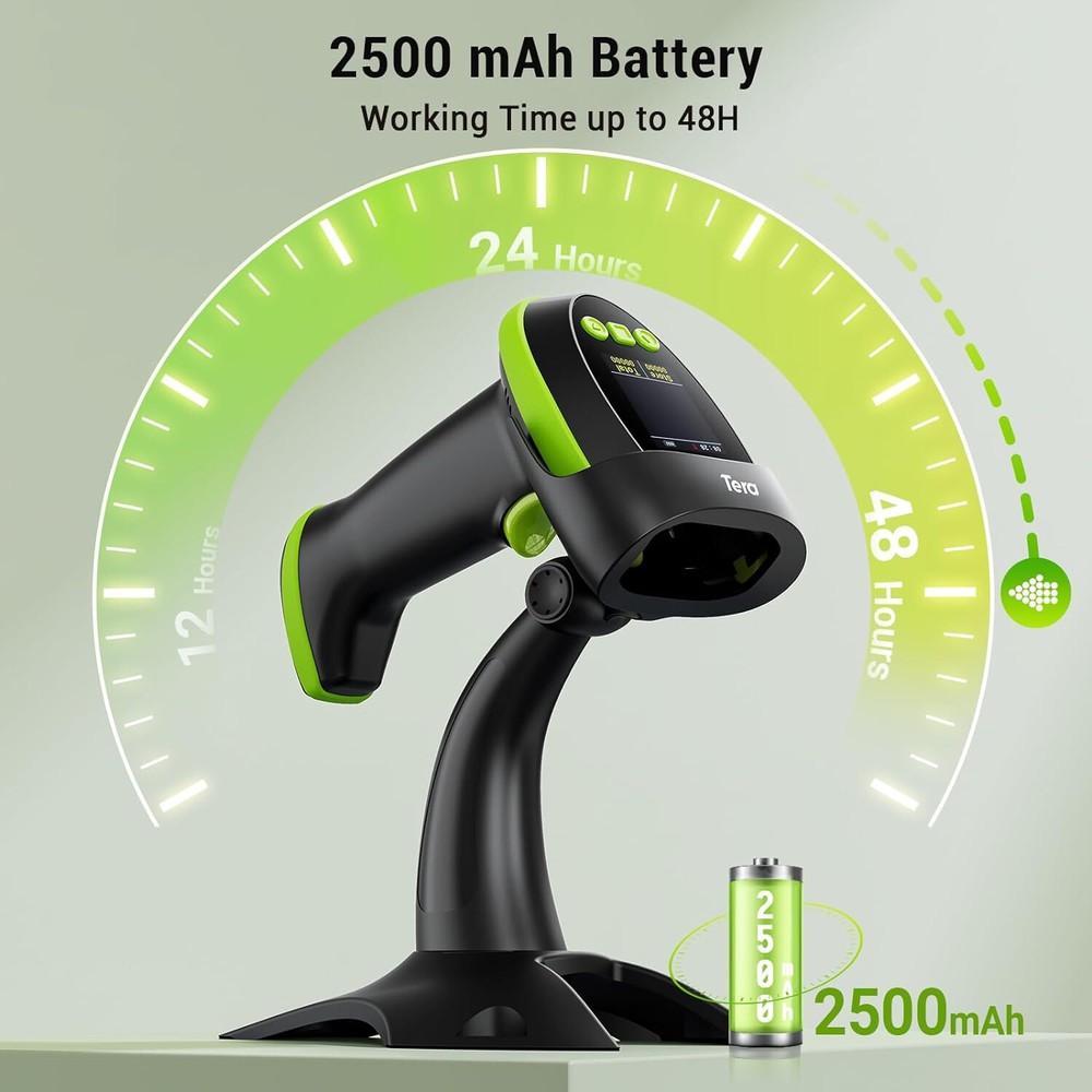 Tera Barcode Scanner Wireless 2D QR Digital Setting Screen Keypad Pro Version