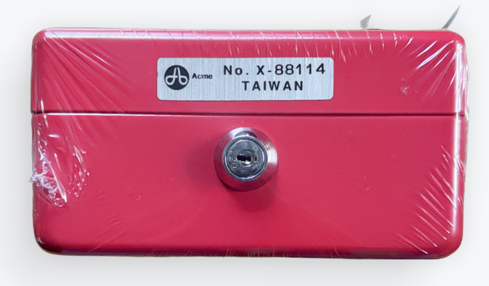 Red Acme Cash Box with Individual Lock & Key –Solid Steel – 6&Prime; x 4-5/8&Prime; x 3-1/8&Prime;
