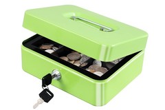 Medium Cash Box with Money Tray,Small Safe Lock Box with Key,Cash Draw
