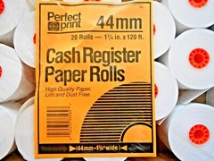 Perfect Print Cash Register Paper Rolls 1-3/4&Prime; x 120 ft. 44mm package of 17 roll