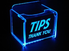 LED Glowing Acrylic Tip Box – Slender Font-9V battery operated-9 color choices