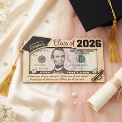 Wooden Graduation Money Holder Tassel Class Of 2026 Frame Cash Box Gift