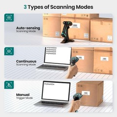Bluetooth Barcode Scanner: Industrial 2D 1D with Stand USB Wired | 2.4G Wirel…