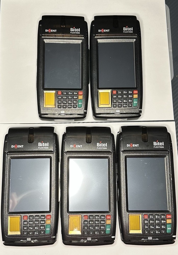 Lot of 5 Bitel Flex7000 POS Terminals – All Boot Windows Ce – New Old Stock