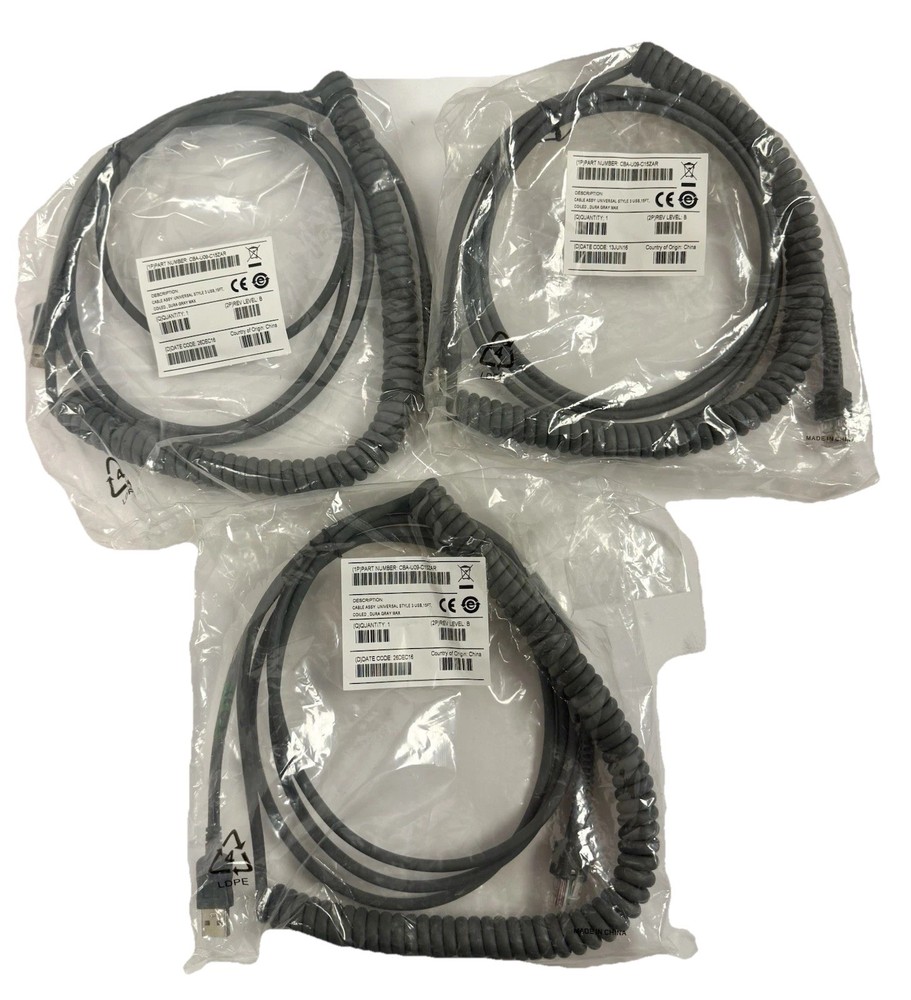 (3) 15 Feet Barcode Scanner USB Cable Cord For Symbol LS2208 CBA-U09-C15ZAR