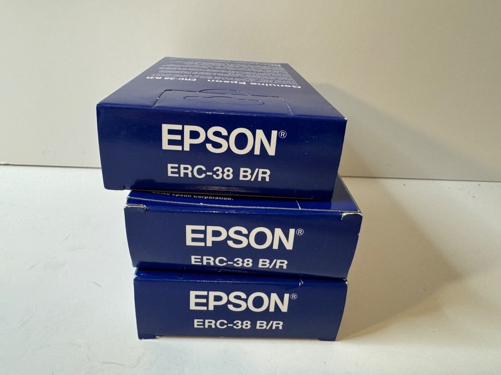 Original 3- Pack Epson ERC-38BR Color Cartridge Black, Red