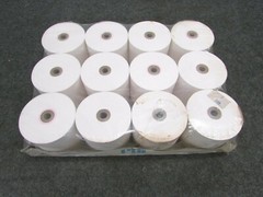NOS! LOT OF (12) PSI WHITE CASH REGISTER RECEIPT PAPER TAPE, 76mm, 4014