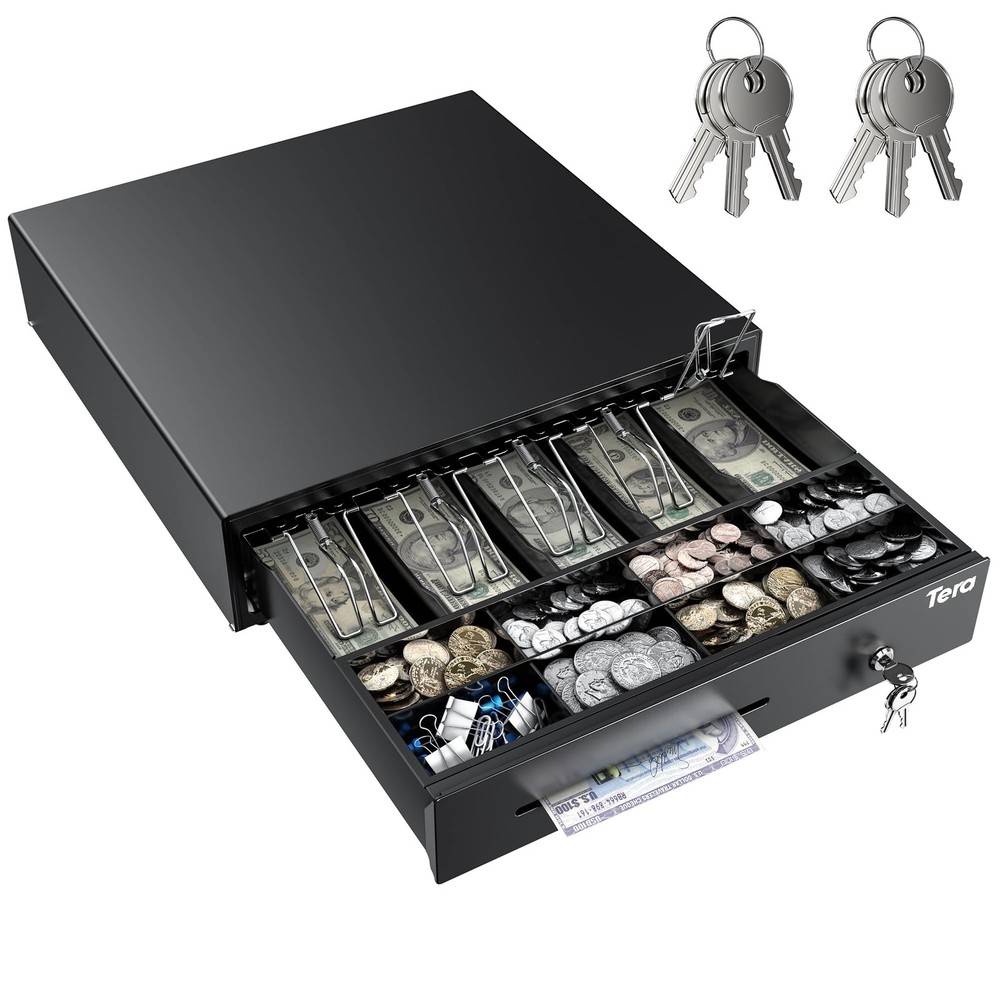 Cash Register Drawer 16 inch: 5 Bill 8 Coin Media Slot for POS, 415A
