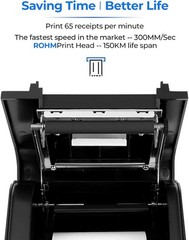 Receipt Printer P068, 3 1/8&Prime; 80mm Direct Thermal Printer, POS Printer with Au…