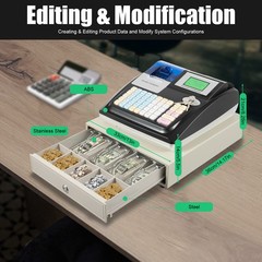 Square POS Terminal Cash Register Complete W/ Printer, And Cash Drawer, 48 Keys