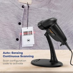 HooToo Wired 1D Barcode Scanner USB with Stand HT-BS003