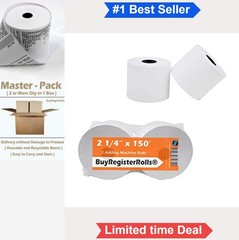 Adding Machine Tape 2 1/4 x 150 ft White Cash Register Calculator Rolls 2 Pack