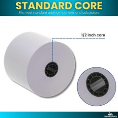 Adding Machine/Calculator Roll, 16 lb, 1/2&Prime; Core, 2-1/4&Prime; x 150 ft, White (3)
