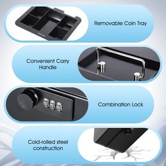 Efficient Cash Box with Removable Money Tray – Perfect for Family & Business