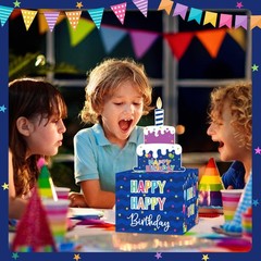 Money Box Birthday with Pull Out Happy Birthday Card and 50Pcs Transparent Bags