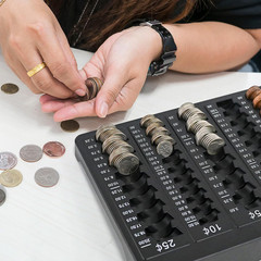 1PCS Black Coin Counter Tray -Change Counter Coin Counting and Sorting Tray W…