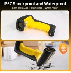 NetumScan Upgraded Industrial Bluetooth QR Barcode Scanner, IP67 Waterproof & 7M