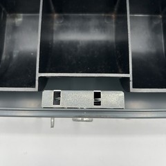 Vintage Metal Lit-Ning Cash Box Money Box Grey Removable Plastic Tray NO KEY