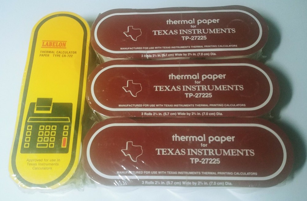 12 Rolls Thermal Paper for Texas Instrument TP-27225 2.25 wide, 2.75 diameter