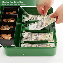 Cash Box with Lock Key and Money Tray – Large Money Box for Cash Register