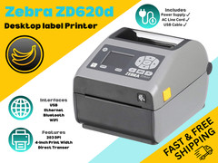 ZD620d Zebra Desktop Label Printer | Tested Unit with Power Cord & Supply!🟡💎🟨