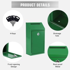 Cash Box Wall Mount, Metal Money Drop Box with Lock and Slot, Money Collectio…
