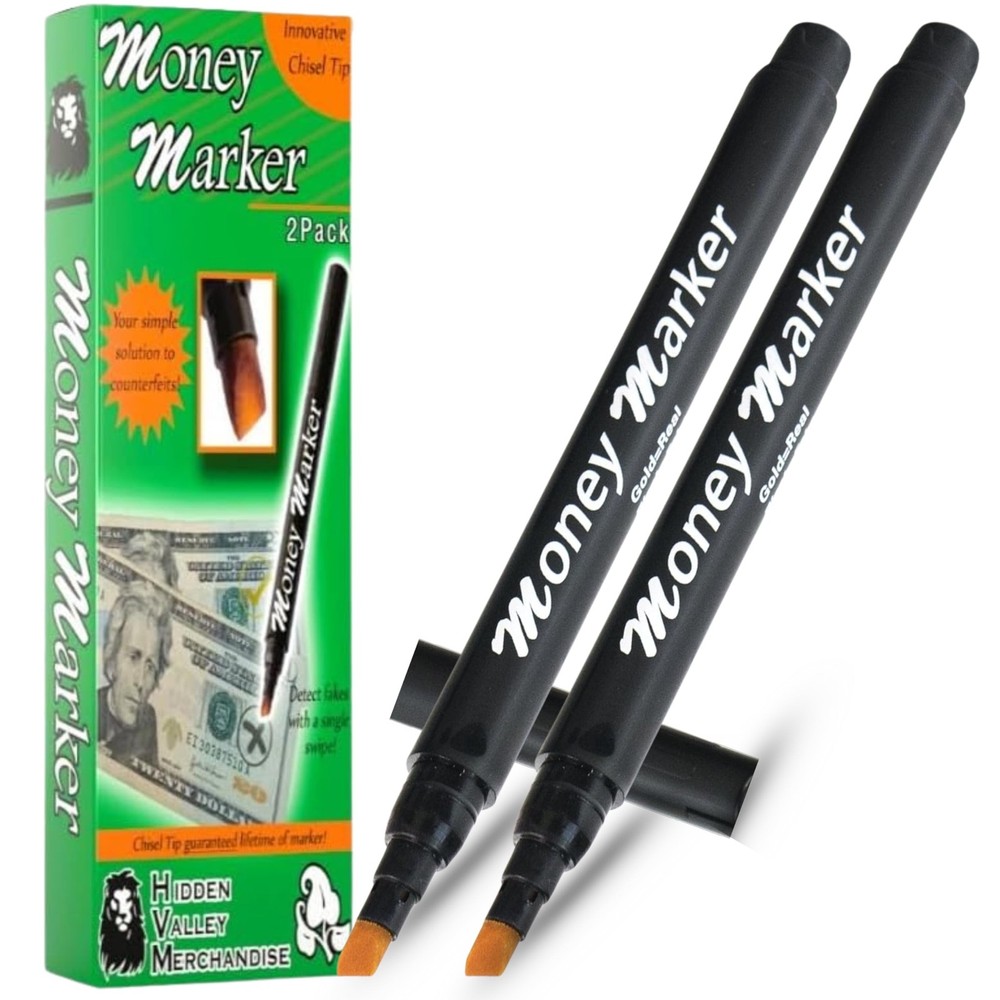 HVM Counterfeit Money Detector Pen – 2 Pack Bill Checker with Chisel Tip