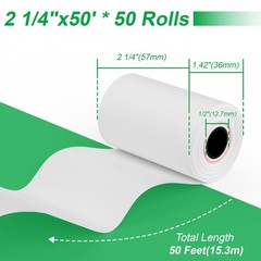 50 Rolls 2.25 Inch x 50 Ft Thermal Receipt Paper 58mm POS Printer Register