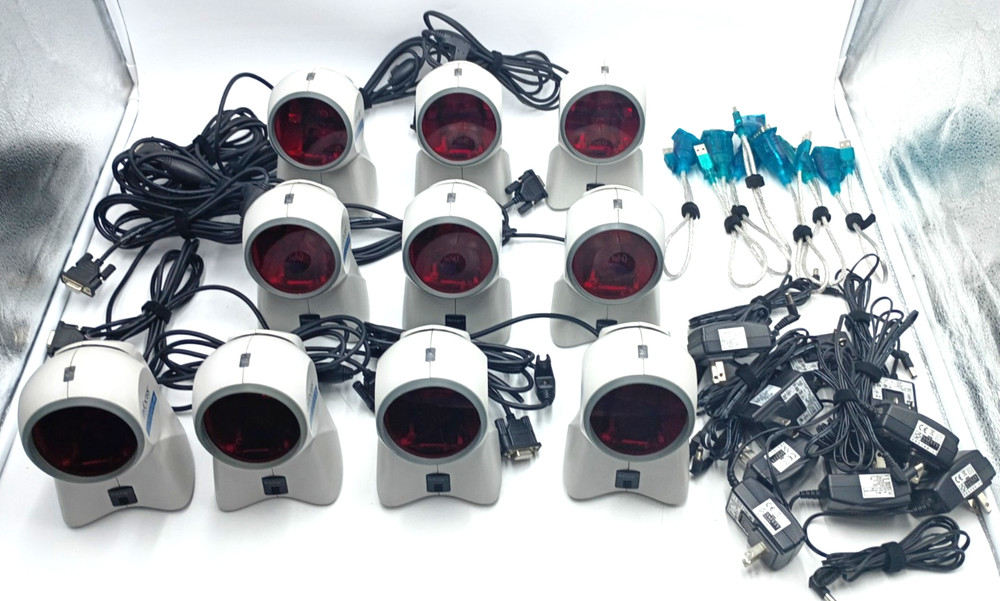 Lot Of 10 Nfocus Metrologic ORBIT MS7120 Serial BARCODE SCANNERS w 9 power cords