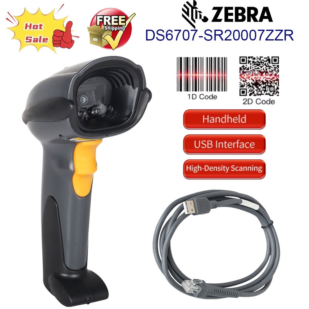 Symbol DS6707 2D Handheld Imager Barcode Scanner DS6707-SR20007ZZR w/ USB Cable