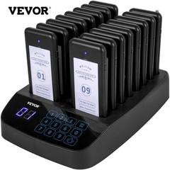 Dual Channel Wireless Call System 16 Pagers 98 Beepers Vibration Flash Buzzer
