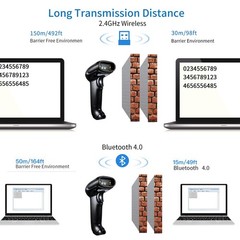 2D Bluetooth Barcode Scanner,Alacrity 1D 2D Hands-Free Automatic Scanning 3-i…